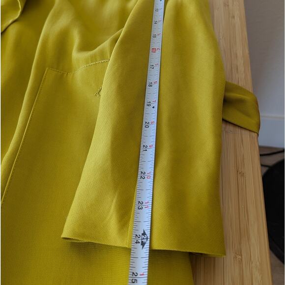 Zara Trafaluc Yellow Green Loose Fit Open Front Belt Trench Coat, size S - Picture 6 of 9